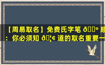 【周易取名】免费氏字笔 🌺 顺：你必须知 🦢 道的取名重要一环！
